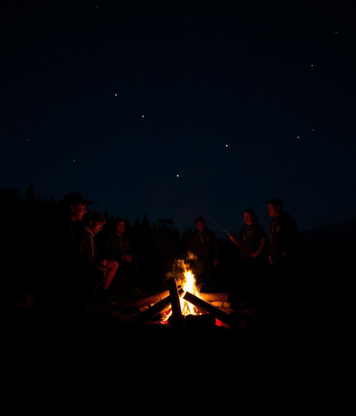 Scouts at campfire